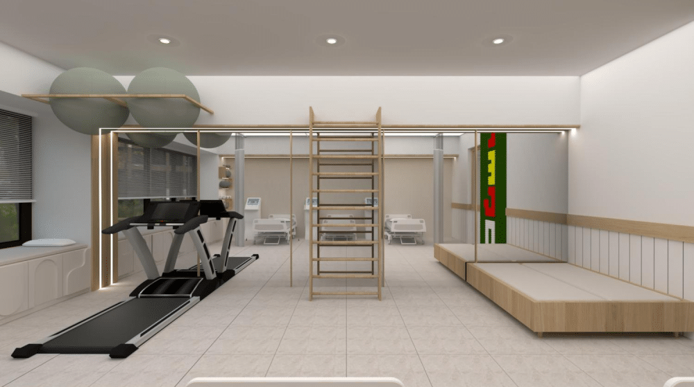 AWS 3 Physiotherapy Clinic interiors with organic curves and soft forms