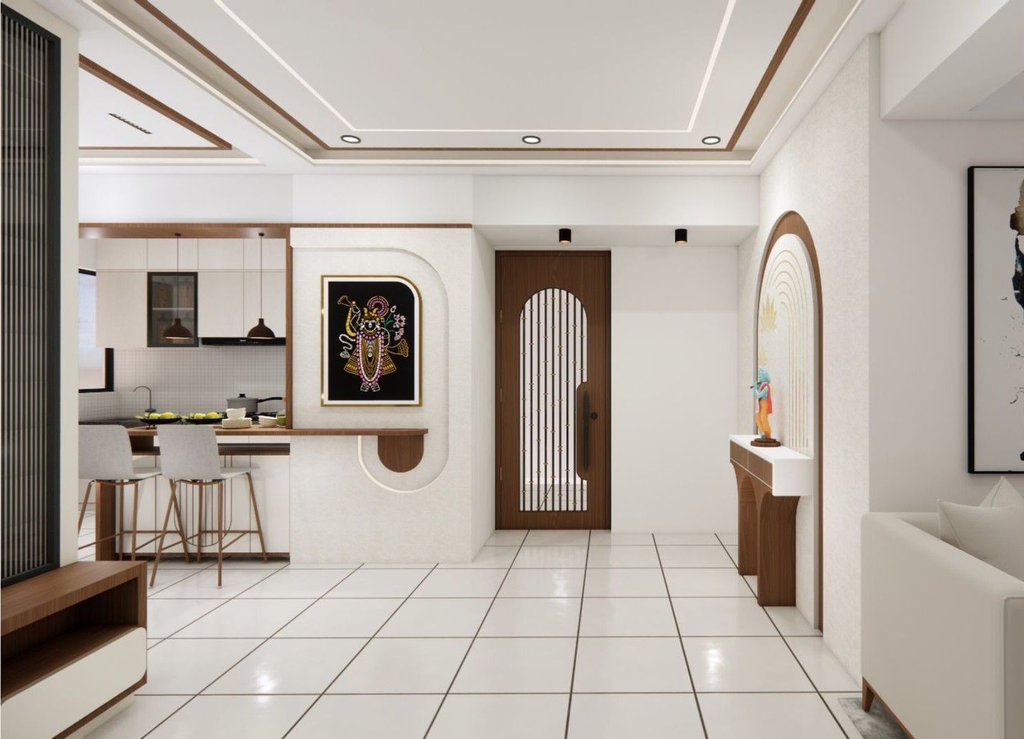 Minimal interiors of 3BHK vacation home in Shivalik Sharda Panjrapole