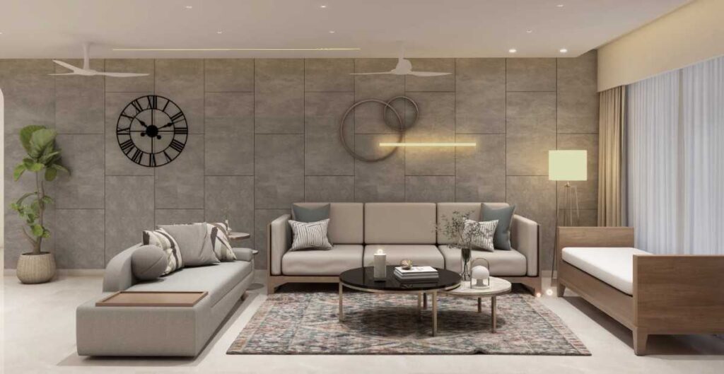 Functional and stylish 4BHK interiors with traditional Indian elements