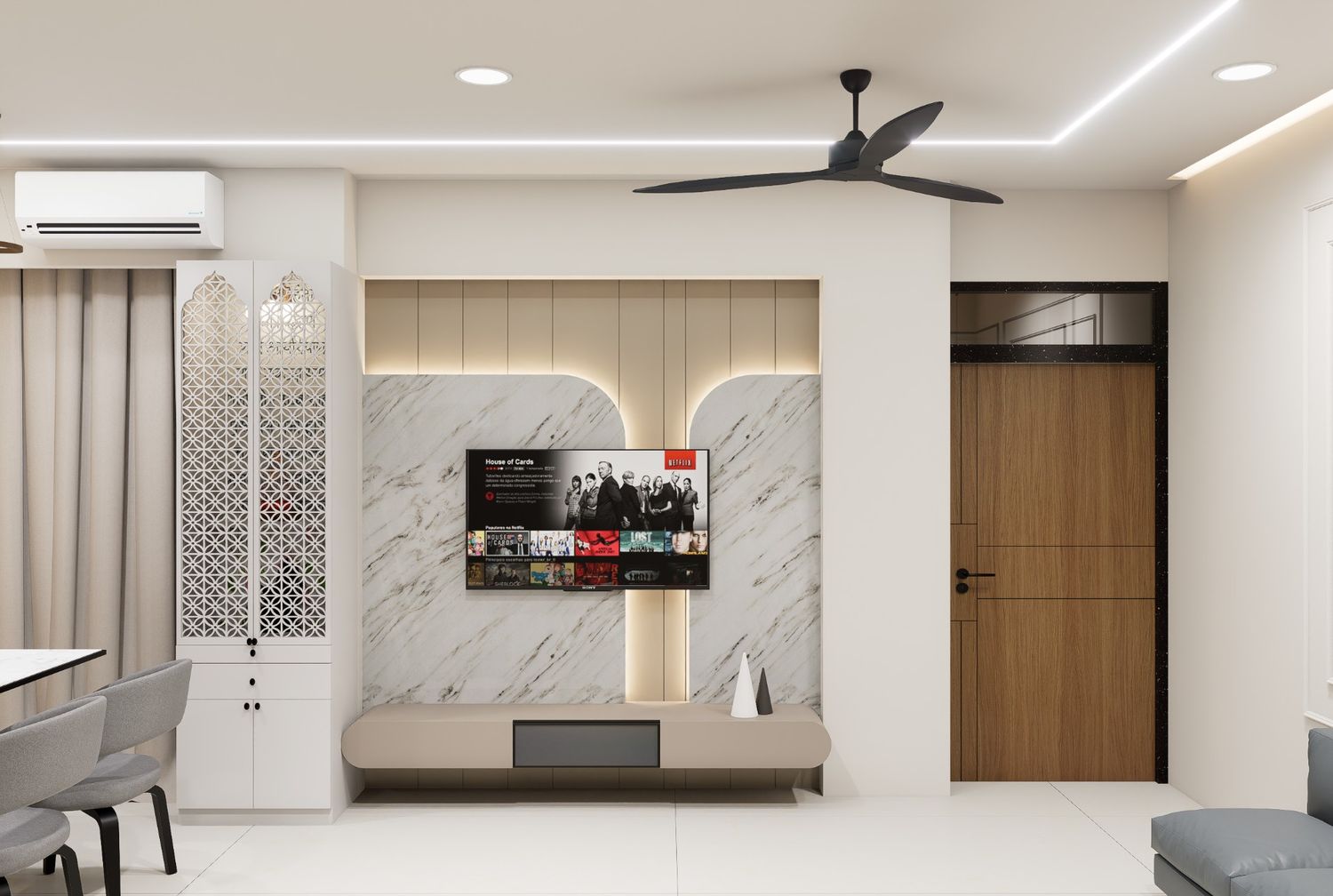 2BHK Parshwa Annexe interiors with neutral colors