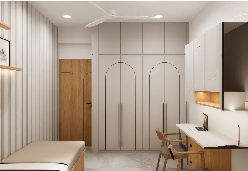 3BHK Aavkar Amore wooden white grey color palette