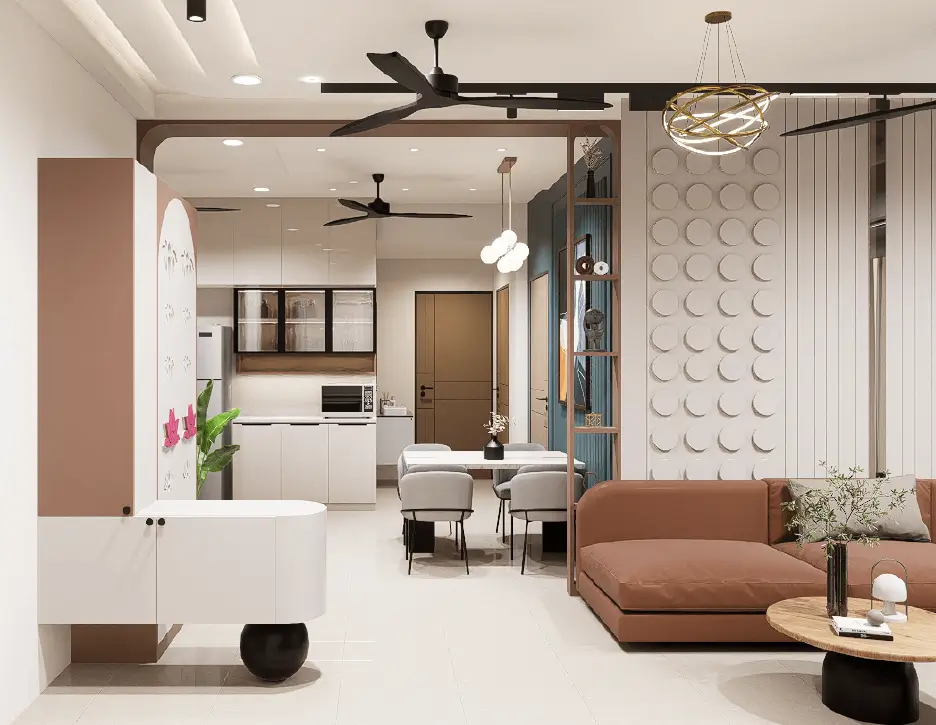 3BHK Aditya Altus Gota living room design