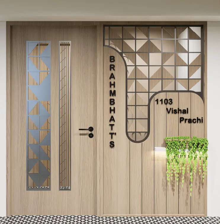 Modern wardrobe with subtle texture in 3BHK Shivaay Satva bedroom
